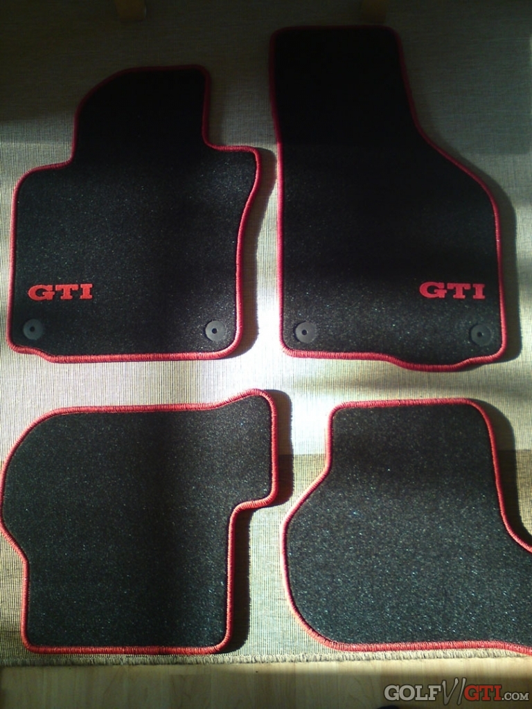 Velours Fußmatten GTI, Golf 6 VI, anthrazit/rot
