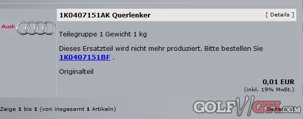 Aluminium-Vorderachskomponenten vom Audi S3 und TT (NEU !!!) • Golf VI GTI  Community • Forum